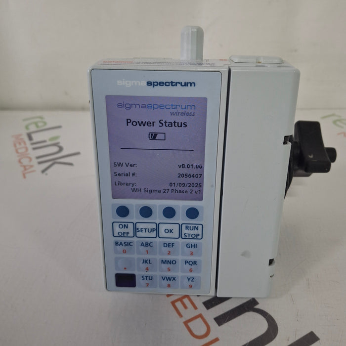 Baxter Baxter Sigma Spectrum 8.01.00 with B/G Battery Infusion Pump Infusion Pump reLink Medical