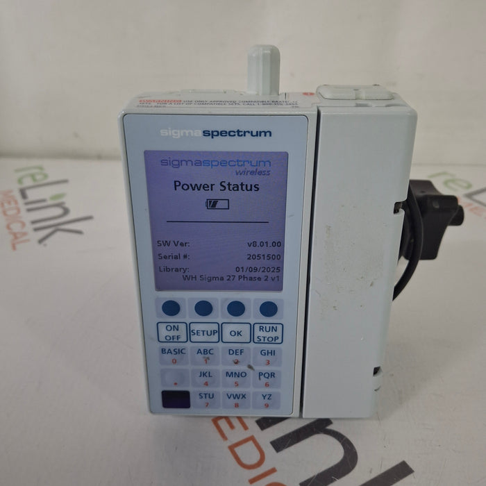 Baxter Baxter Sigma Spectrum 8.01.00 with B/G Battery Infusion Pump Infusion Pump reLink Medical
