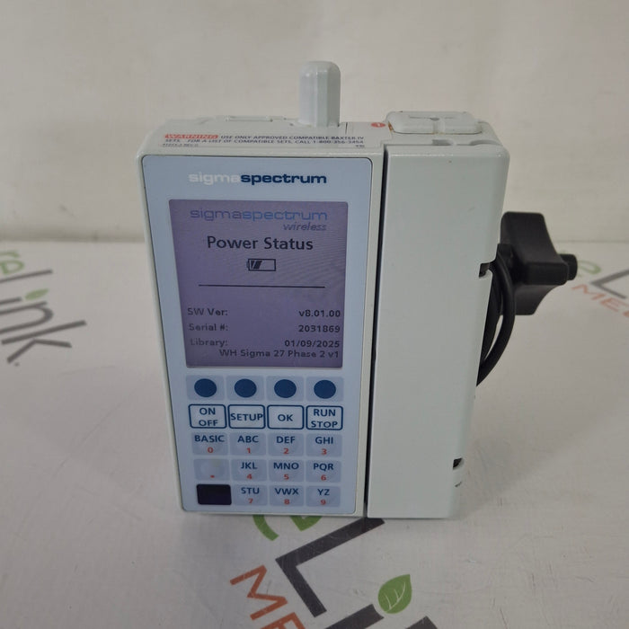 Baxter Baxter Sigma Spectrum 8.01.00 with B/G Battery Infusion Pump Infusion Pump reLink Medical