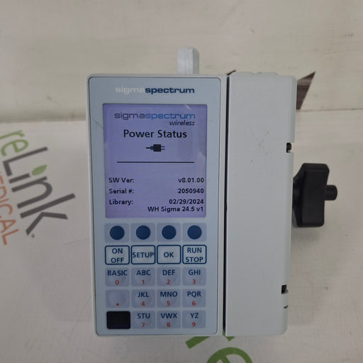 Baxter Baxter Sigma Spectrum 8.01.00 with B/G Battery Infusion Pump Infusion Pump reLink Medical