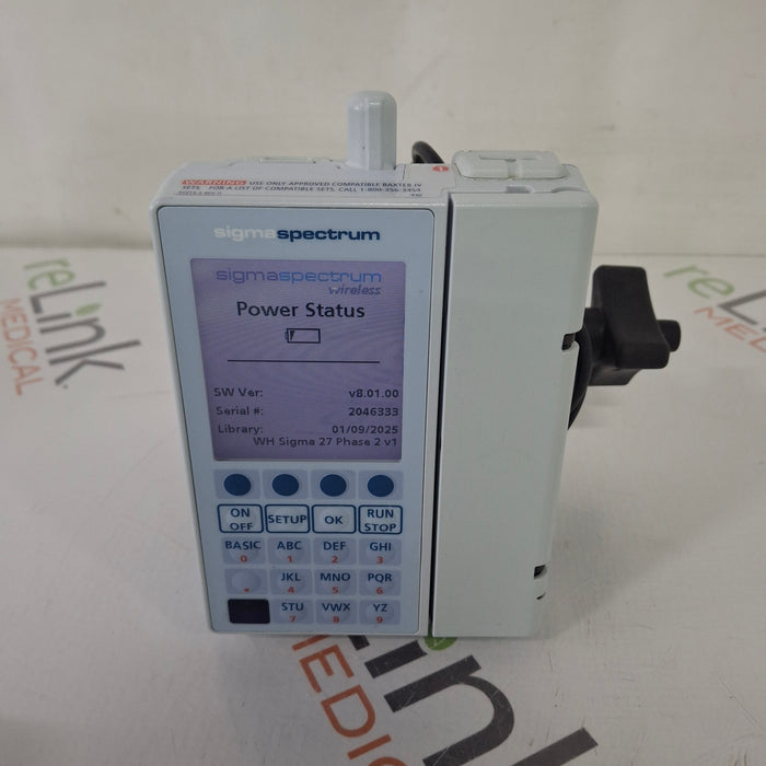 Baxter Baxter Sigma Spectrum 8.01.00 with B/G Battery Infusion Pump Infusion Pump reLink Medical