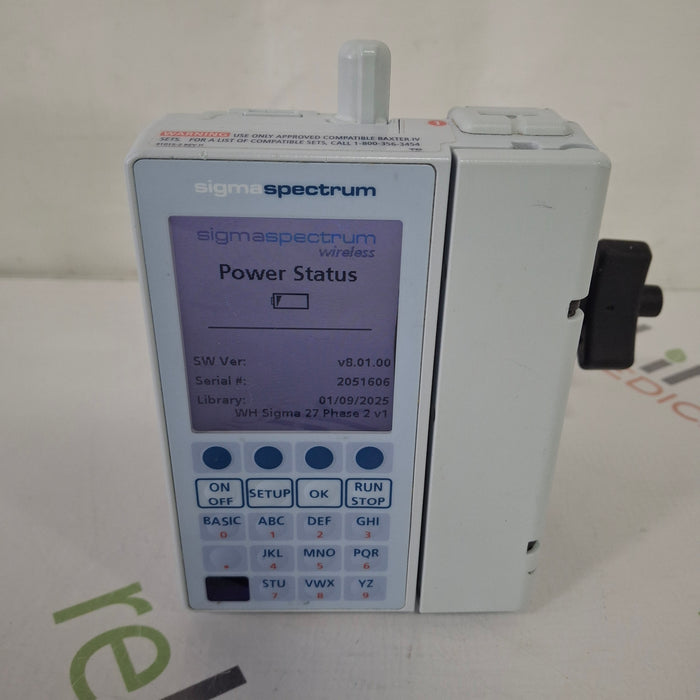 Baxter Baxter Sigma Spectrum 8.01.00 with B/G Battery Infusion Pump Infusion Pump reLink Medical