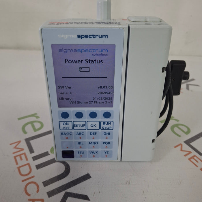 Baxter Baxter Sigma Spectrum 8.01.00 with B/G Battery Infusion Pump Infusion Pump reLink Medical