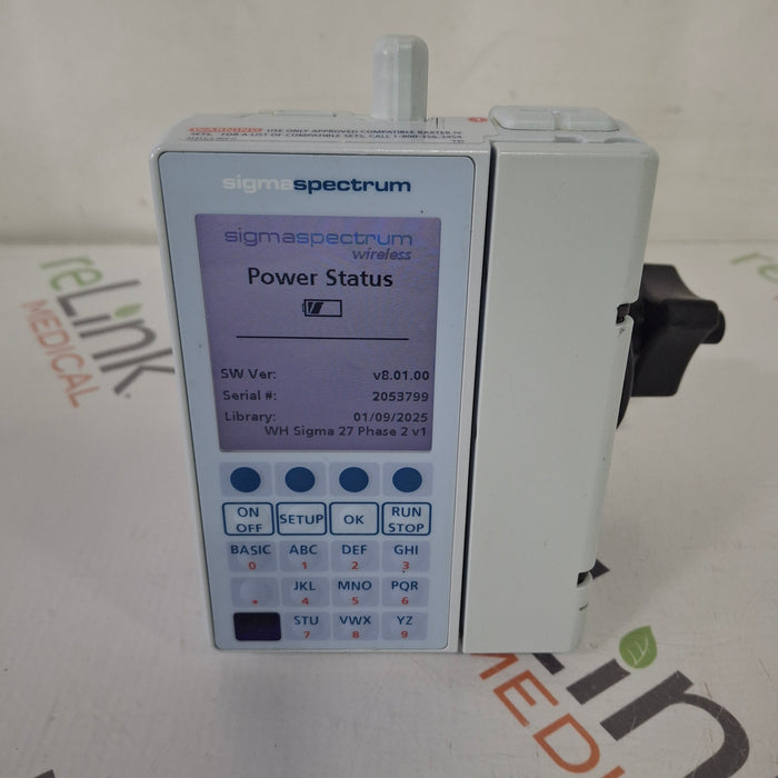 Baxter Baxter Sigma Spectrum 8.01.00 with B/G Battery Infusion Pump Infusion Pump reLink Medical