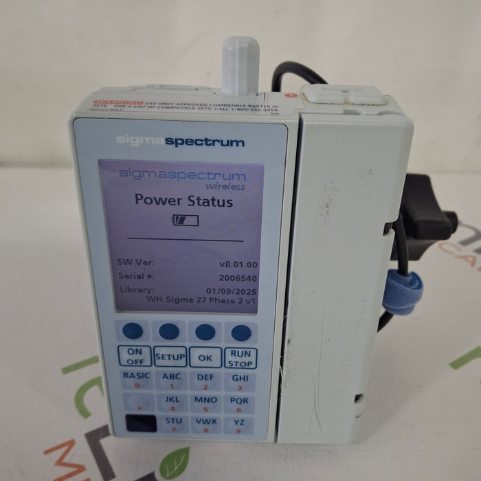 Baxter Baxter Sigma Spectrum 8.01.00 with B/G Battery Infusion Pump Infusion Pump reLink Medical