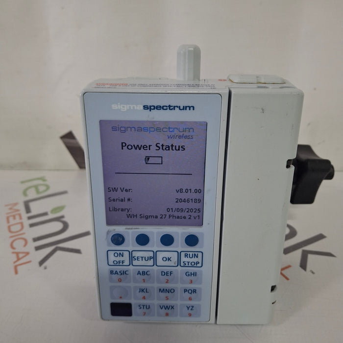 Baxter Baxter Sigma Spectrum 8.01.00 with B/G Battery Infusion Pump Infusion Pump reLink Medical