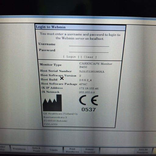 GE Healthcare GE Healthcare Carescape B450 Post Anesthesia Care Patient Monitor Patient Monitors reLink Medical