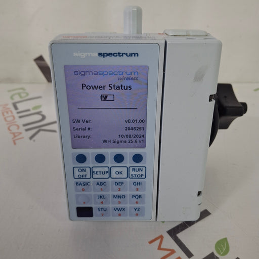 Baxter Baxter Sigma Spectrum 8.01.00 with B/G Battery Infusion Pump Infusion Pump reLink Medical