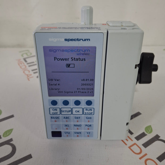 Baxter Baxter Sigma Spectrum 8.01.00 with B/G Battery Infusion Pump Infusion Pump reLink Medical