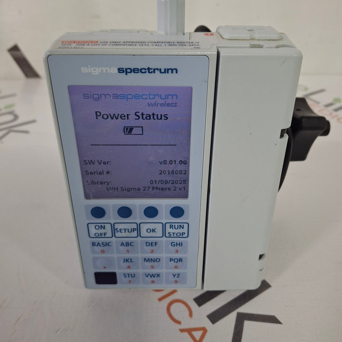 Baxter Baxter Sigma Spectrum 8.01.00 with B/G Battery Infusion Pump Infusion Pump reLink Medical
