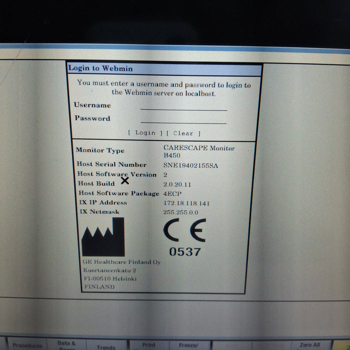 GE Healthcare GE Healthcare Carescape B450 Emergency Care Patient Monitor Patient Monitors reLink Medical