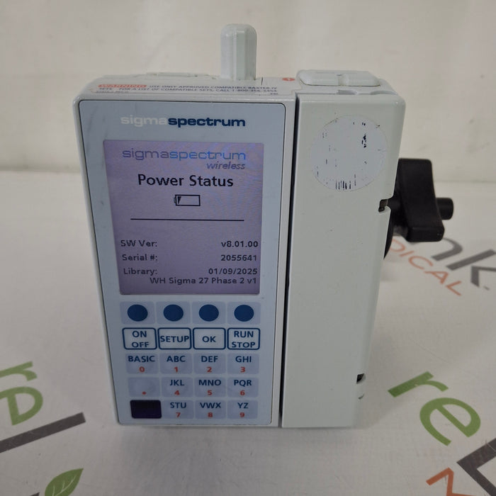 Baxter Baxter Sigma Spectrum 8.01.00 with B/G Battery Infusion Pump Infusion Pump reLink Medical