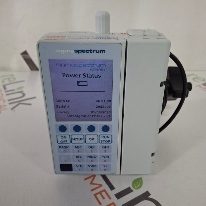 Baxter Baxter Sigma Spectrum 8.01.00 with B/G Battery Infusion Pump Infusion Pump reLink Medical