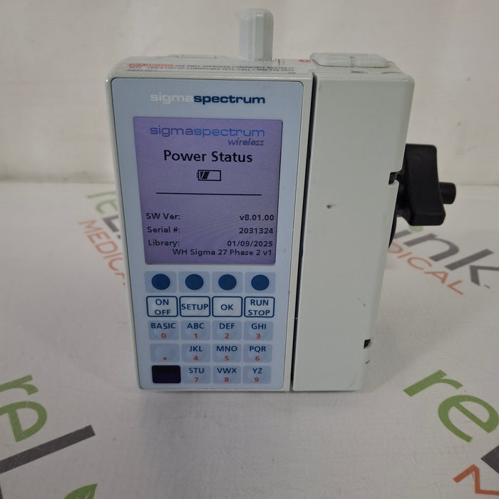 Baxter Baxter Sigma Spectrum 8.01.00 with B/G Battery Infusion Pump Infusion Pump reLink Medical