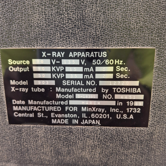 Minxray Minxray 903 Type B-85 X-Ray Apparatus Portable X-Ray Machines reLink Medical
