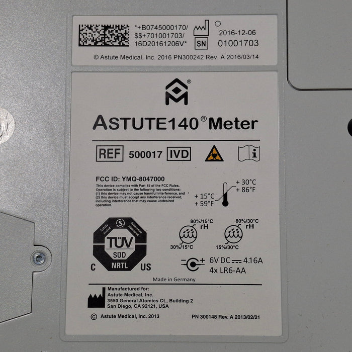 Astute Medical, Inc. Astute Medical, Inc. Astute140 Meter Nephrocheck Test Diagnostic Exam Equipment reLink Medical