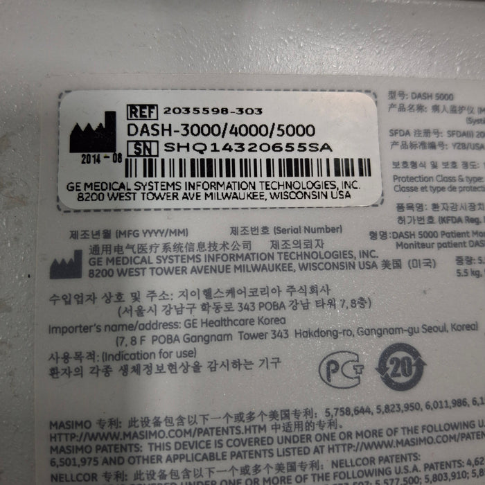 GE Healthcare GE Healthcare Dash 5000 - GE/Nellcor SpO2 Patient Monitor Patient Monitors reLink Medical