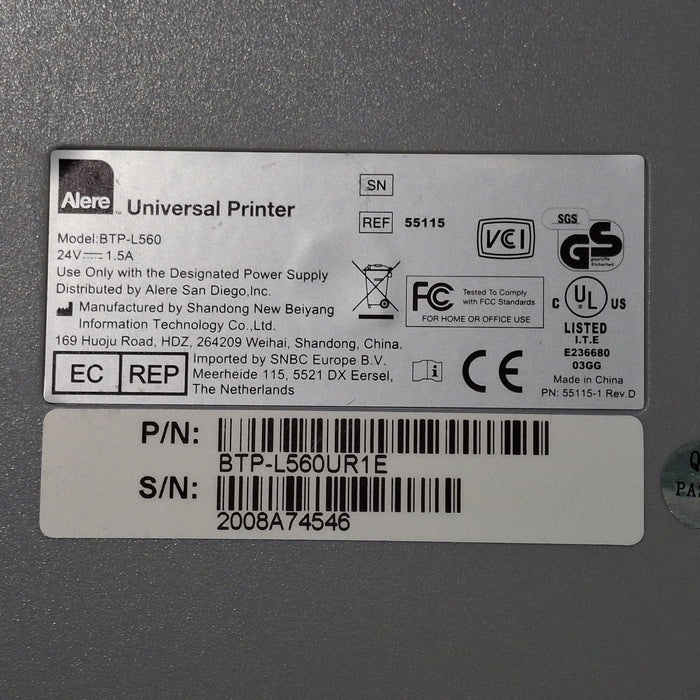 Alere Alere BTP-L560 Universal Printer Diagnostic Exam Equipment reLink Medical