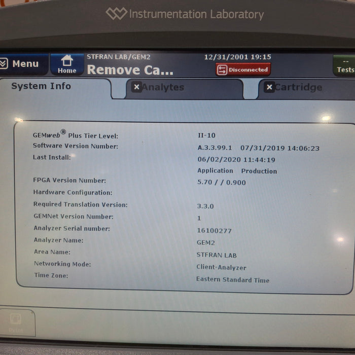 Instrumentation Laboratory Company Instrumentation Laboratory Company Gem Premier 4000 Blood Gas Analyzer Clinical Lab reLink Medical
