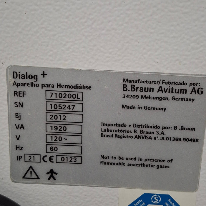 B. Braun B. Braun Dialog Plus Hemodialysis Machine Dialysis reLink Medical