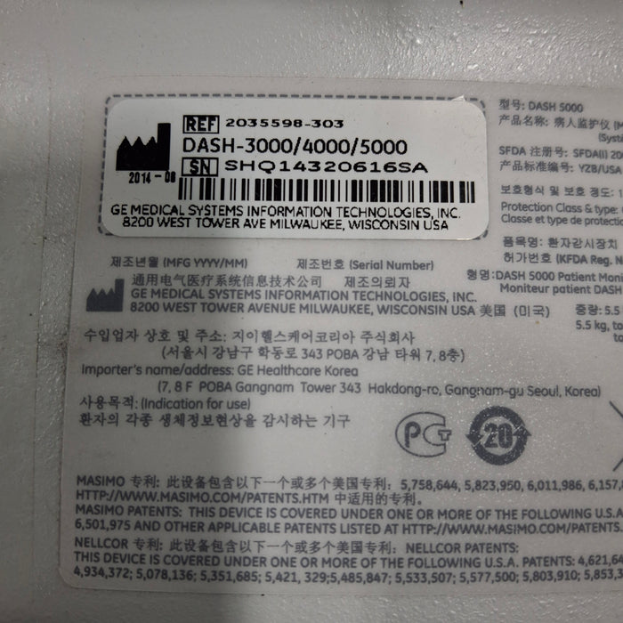 GE Healthcare GE Healthcare Dash 5000 - GE/Nellcor SpO2 Patient Monitor Patient Monitors reLink Medical