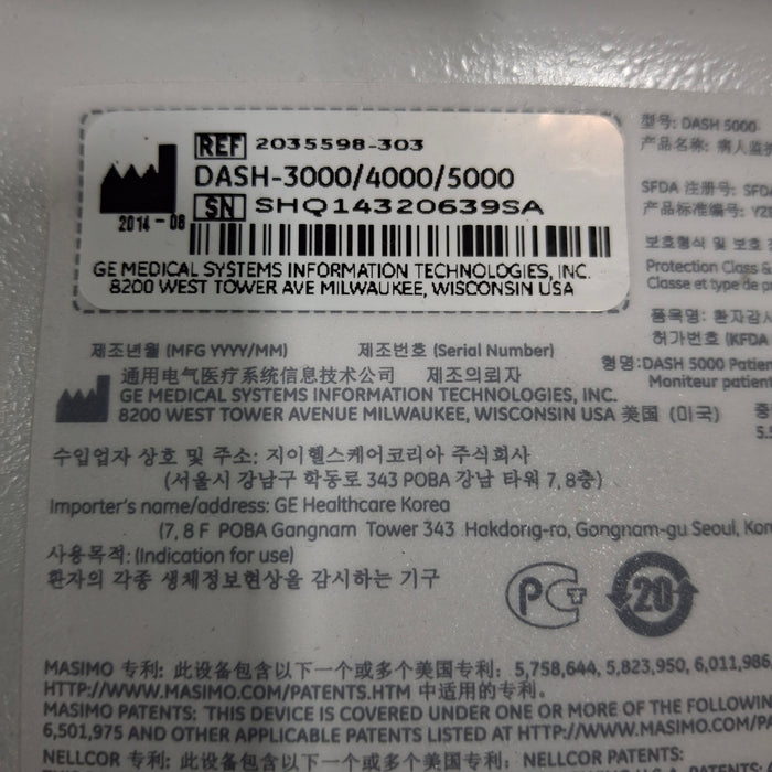 GE Healthcare GE Healthcare Dash 5000 - GE/Nellcor SpO2 Patient Monitor Patient Monitors reLink Medical