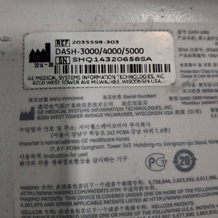 GE Healthcare GE Healthcare Dash 5000 - GE/Nellcor SpO2 Patient Monitor Patient Monitors reLink Medical