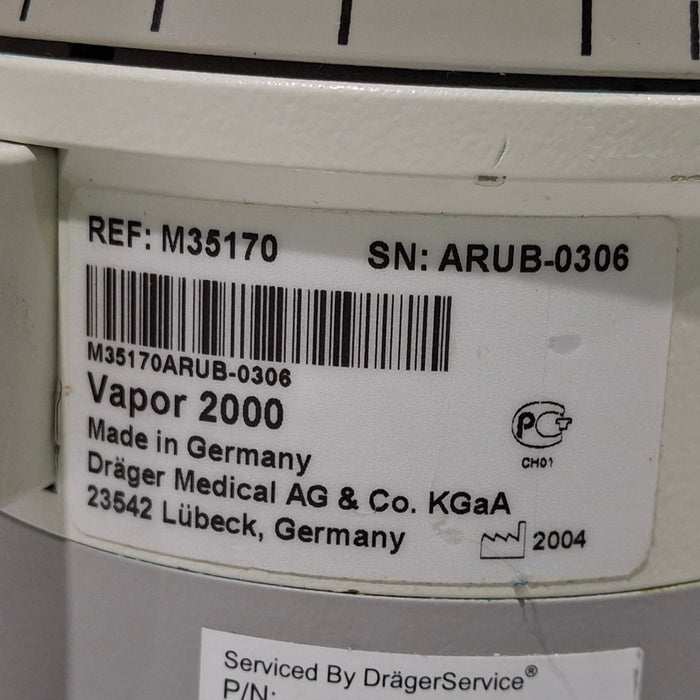 Draeger Medical Draeger Medical Vapor 2000 Sevoflurane Vaporizer Anesthesia reLink Medical