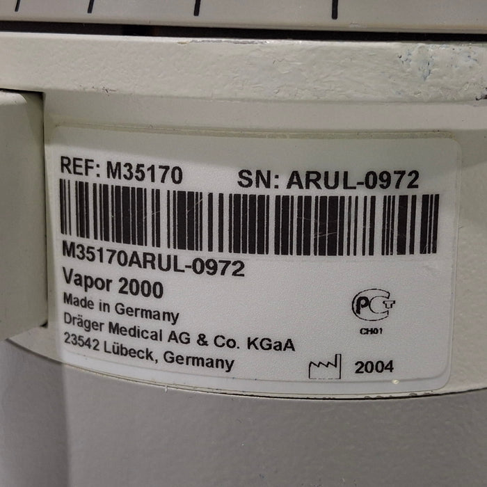 Draeger Medical Draeger Medical Vapor 2000 Sevoflurane Vaporizer Anesthesia reLink Medical