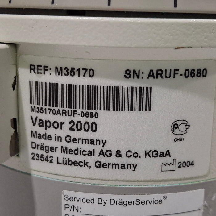 Draeger Medical Draeger Medical Vapor 2000 Sevoflurane Vaporizer Anesthesia reLink Medical