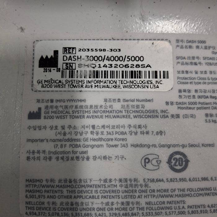 GE Healthcare GE Healthcare Dash 5000 - GE/Nellcor SpO2 Patient Monitor Patient Monitors reLink Medical