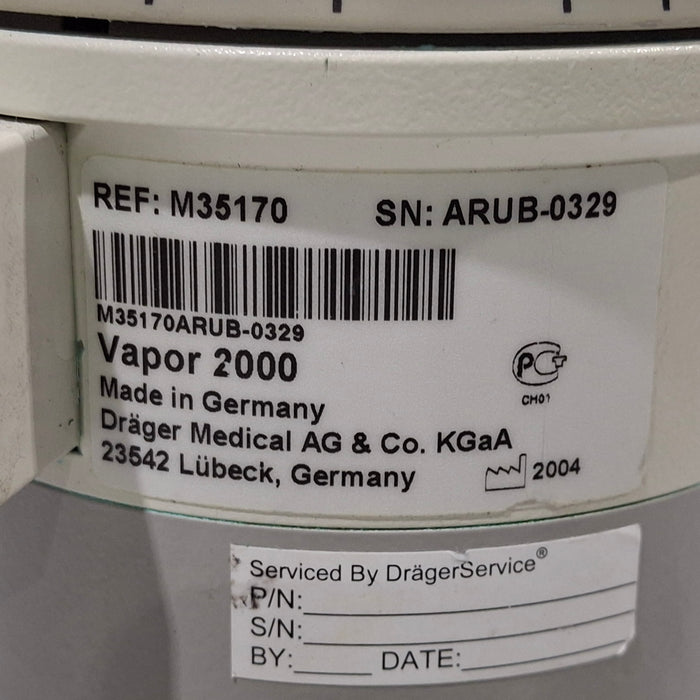 Draeger Medical Draeger Medical Vapor 2000 Sevoflurane Vaporizer Anesthesia reLink Medical