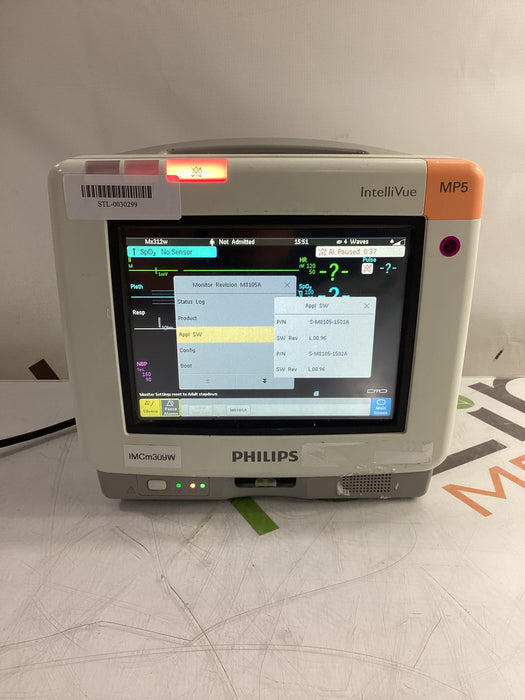 Philips Intellivue MP5 - ECG, Fast SpO2, NIBP, Press, Temp Patient Monitor