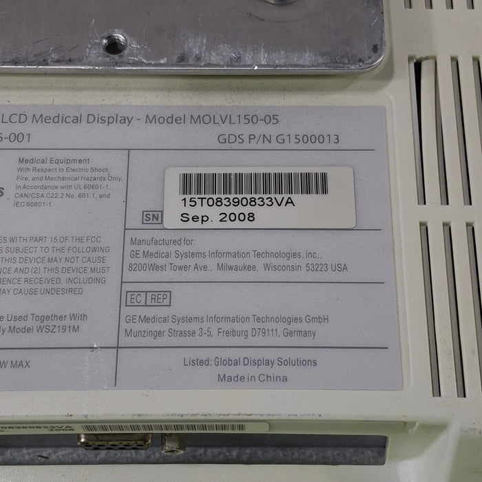 GE Healthcare GE Healthcare MOLVL150-05 15in LCD MEDICAL DISPLAY Patient Monitors reLink Medical