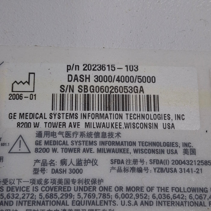 GE Healthcare GE Healthcare Dash 3000 - Masimo SpO2 Patient Monitor Patient Monitors reLink Medical