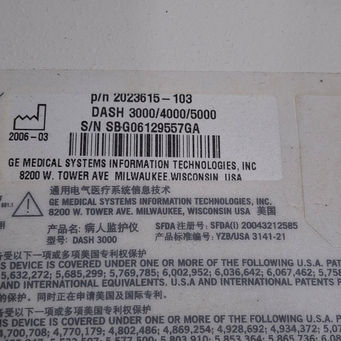 GE Healthcare GE Healthcare Dash 3000 - Masimo SpO2 Patient Monitor Patient Monitors reLink Medical