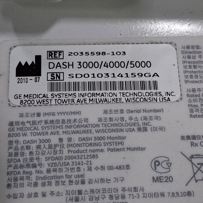 GE Healthcare GE Healthcare Dash 3000 - GE/Nellcor SpO2 Patient Monitor Patient Monitors reLink Medical
