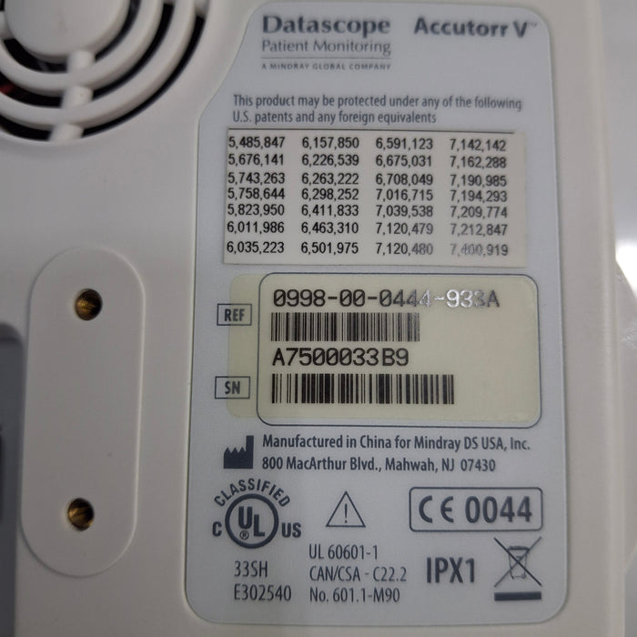 Mindray Mindray Datascope Accutorr V Vital Signs Monitor Patient Monitors reLink Medical