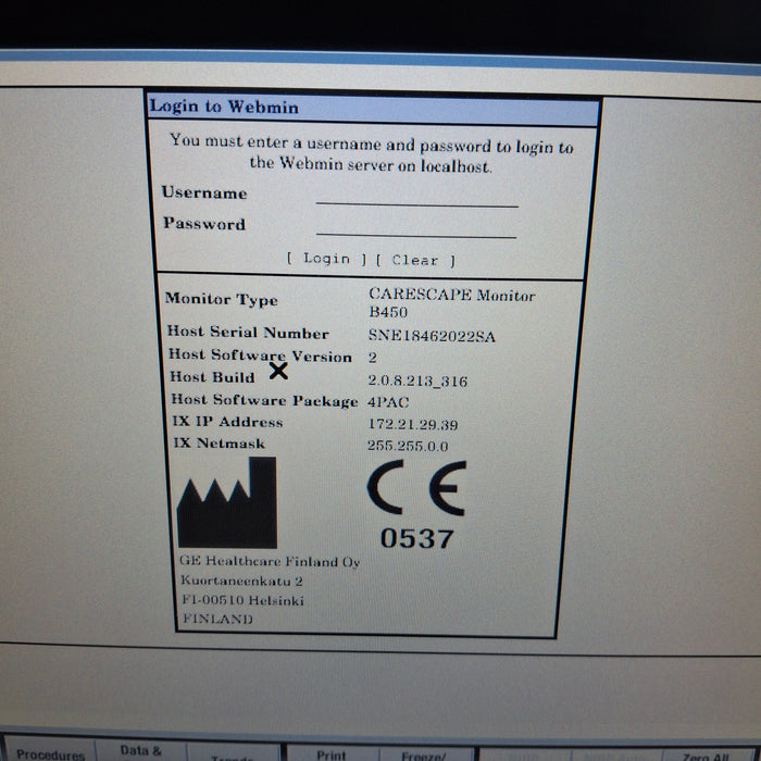 GE Healthcare Carescape B450 Post Anesthesia Care Patient Monitor