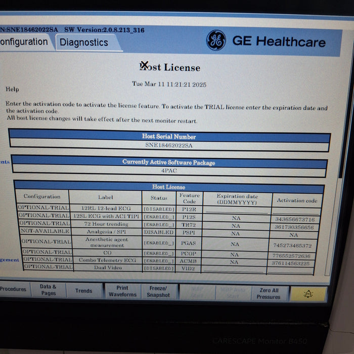 GE Healthcare Carescape B450 Post Anesthesia Care Patient Monitor