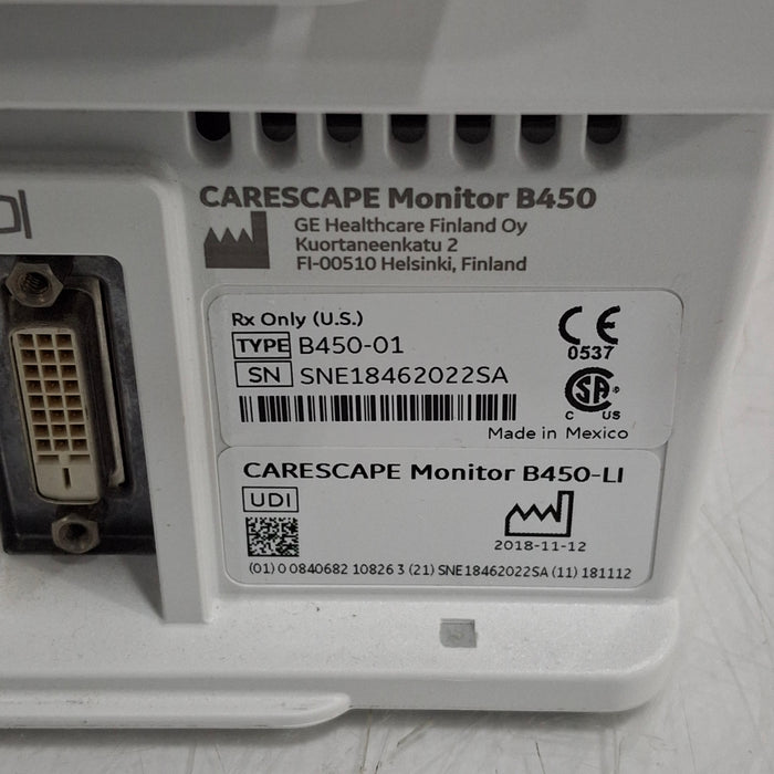 GE Healthcare Carescape B450 Post Anesthesia Care Patient Monitor