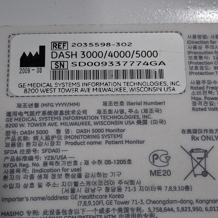 GE Healthcare GE Healthcare Dash 5000 - Masimo SpO2 Patient Monitor Patient Monitors reLink Medical