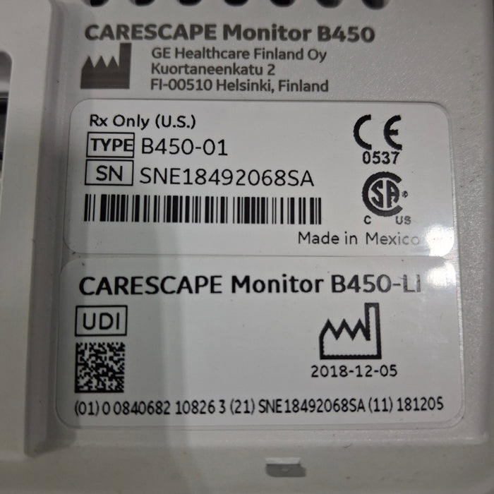 GE Healthcare GE Healthcare Carescape B450 Post Anesthesia Care Patient Monitor Patient Monitors reLink Medical