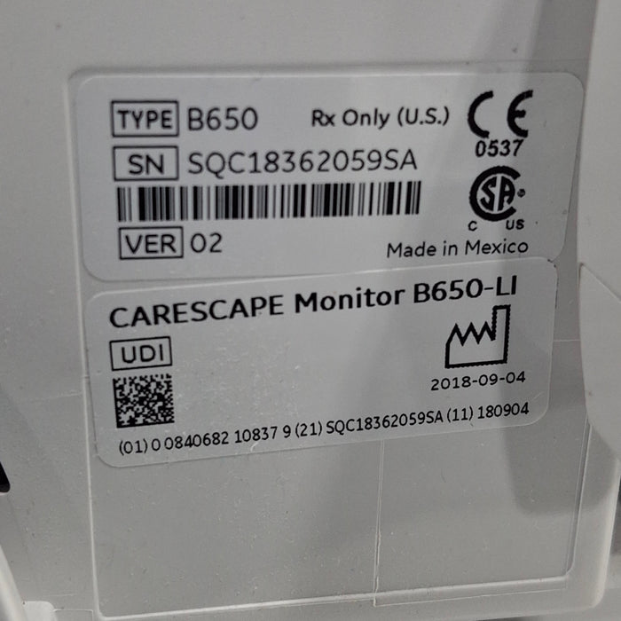 GE Healthcare GE Healthcare Carescape B650 Critical Care Patient Monitor Patient Monitors reLink Medical
