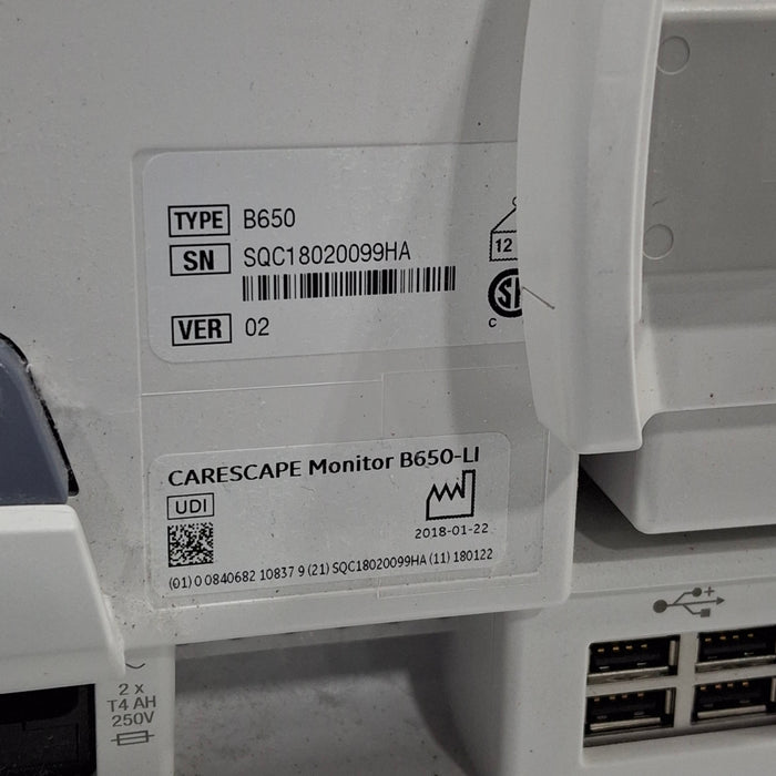 GE Healthcare GE Healthcare Carescape B650 Critical Care Patient Monitor Patient Monitors reLink Medical