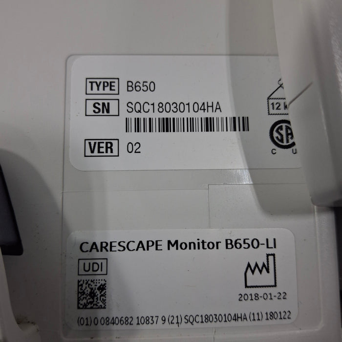 GE Healthcare GE Healthcare Carescape B650 Critical Care Patient Monitor Patient Monitors reLink Medical