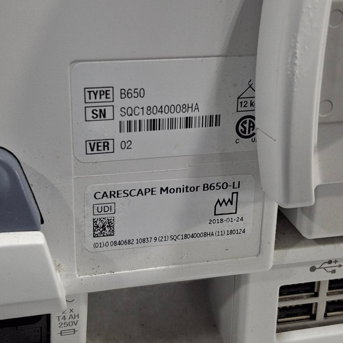 GE Healthcare GE Healthcare Carescape B650 Critical Care Patient Monitor Patient Monitors reLink Medical