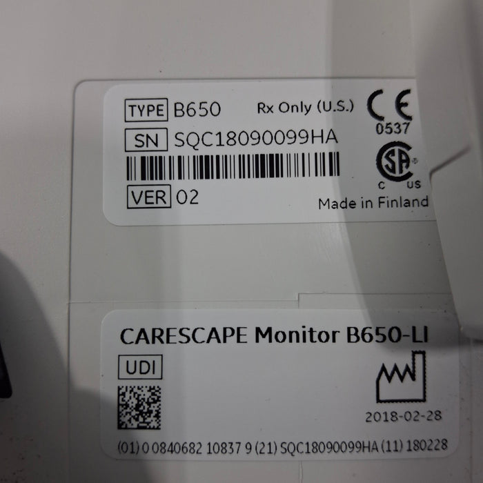 GE Healthcare GE Healthcare Carescape B650 Critical Care Patient Monitor Patient Monitors reLink Medical