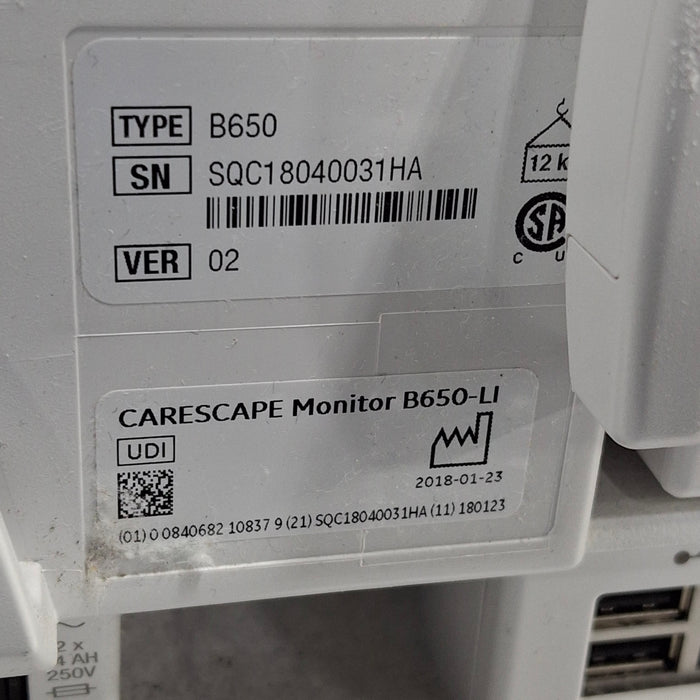 GE Healthcare GE Healthcare Carescape B650 Critical Care Patient Monitor Patient Monitors reLink Medical