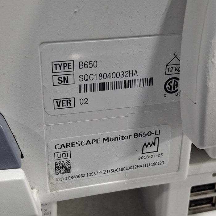 GE Healthcare Carescape B650 Patient Monitor